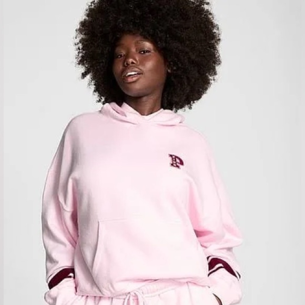 PINK Victoria's Secret Pink Sweatshirt with Striped Cuffs
